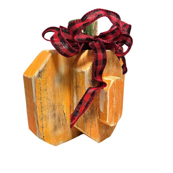 Handmade Wood Pumpkin Fall Harvest and Halloween Home Table Decor Rustic Finish - Picture 4 of 7